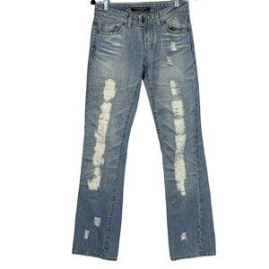Parasuco Cult Womens Jeans Size 29x35 Tall Light Wash Distressed Made in Italy
